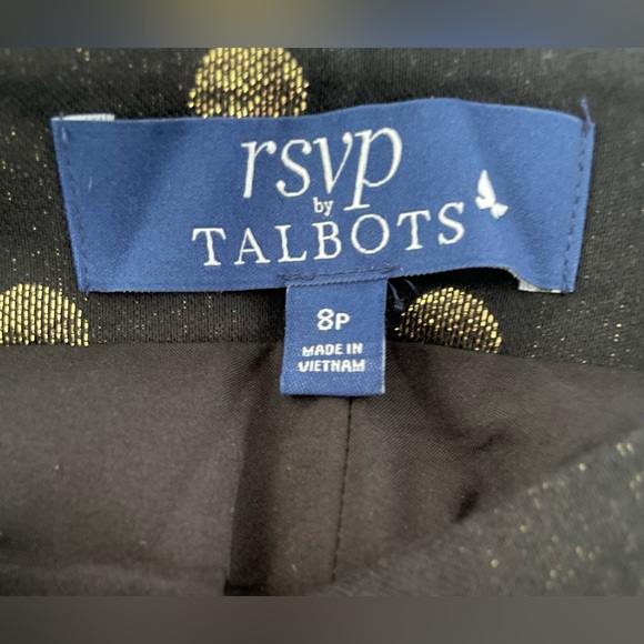 Talbots RSVP Women’s 8P Black Ankle Pants with gold metallic dots - Picture 14 of 16